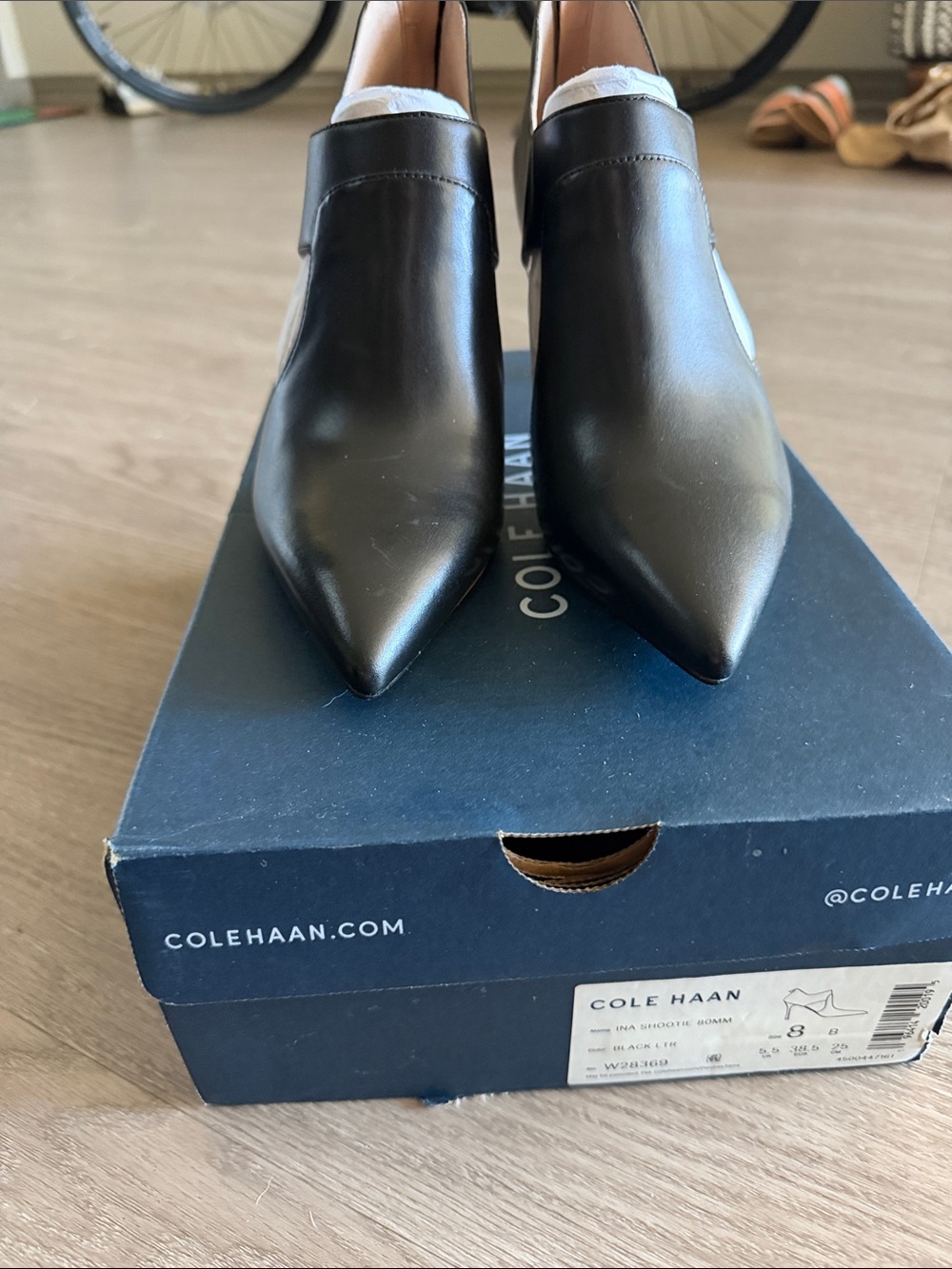 Cole Haan Black Pointed Leather Slingback Heels